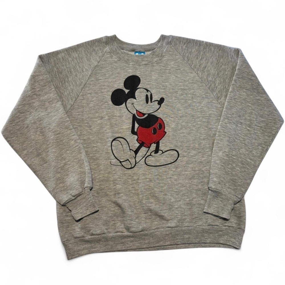 VTG 80s Disney Mickey Mouse Crewneck Sweatshirt Large Gray USA Made